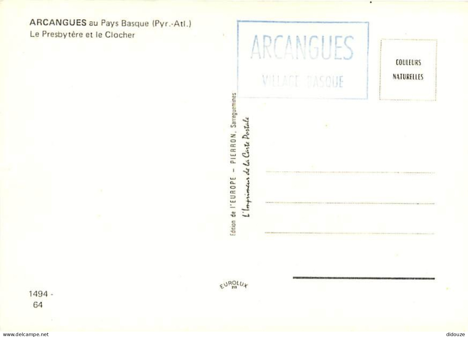 64 - Arcangues - Le Presbytère Et Le Clocher - Carte Neuve - CPM - Voir Scans Recto-Verso - Other & Unclassified