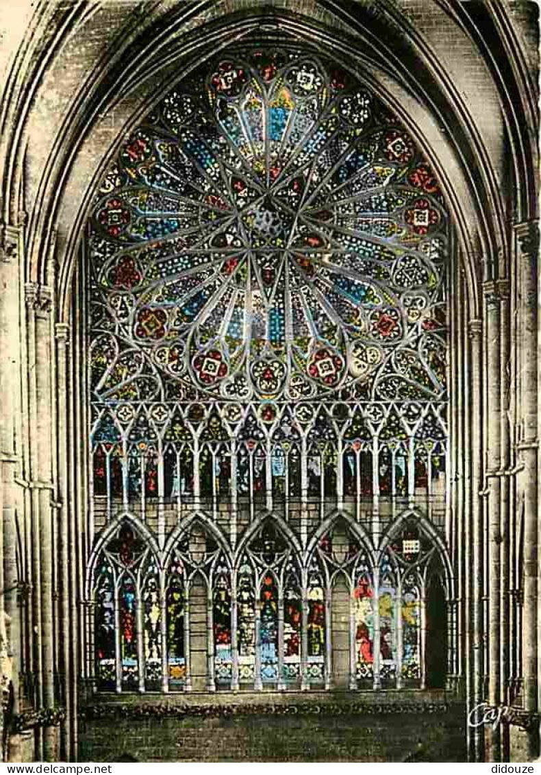 Art - Vitraux Religieux - Amiens - La Cathédrale - Rosace Du Transept - CPM - Voir Scans Recto-Verso - Schilderijen, Gebrandschilderd Glas En Beeldjes