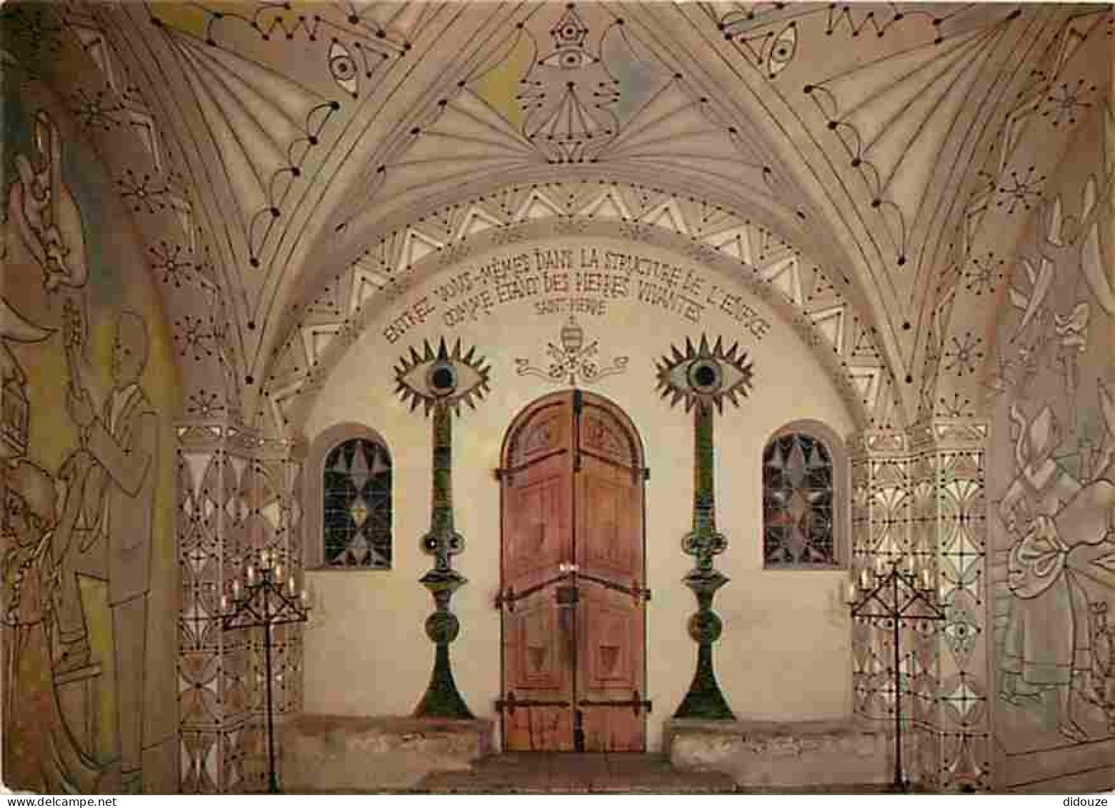 Art - Peinture Religieuse - Chapelle St Pierre De Villefranche Sur Mer Décorée Par Jean Cocteau - Porte Avec Les Chandel - Schilderijen, Gebrandschilderd Glas En Beeldjes