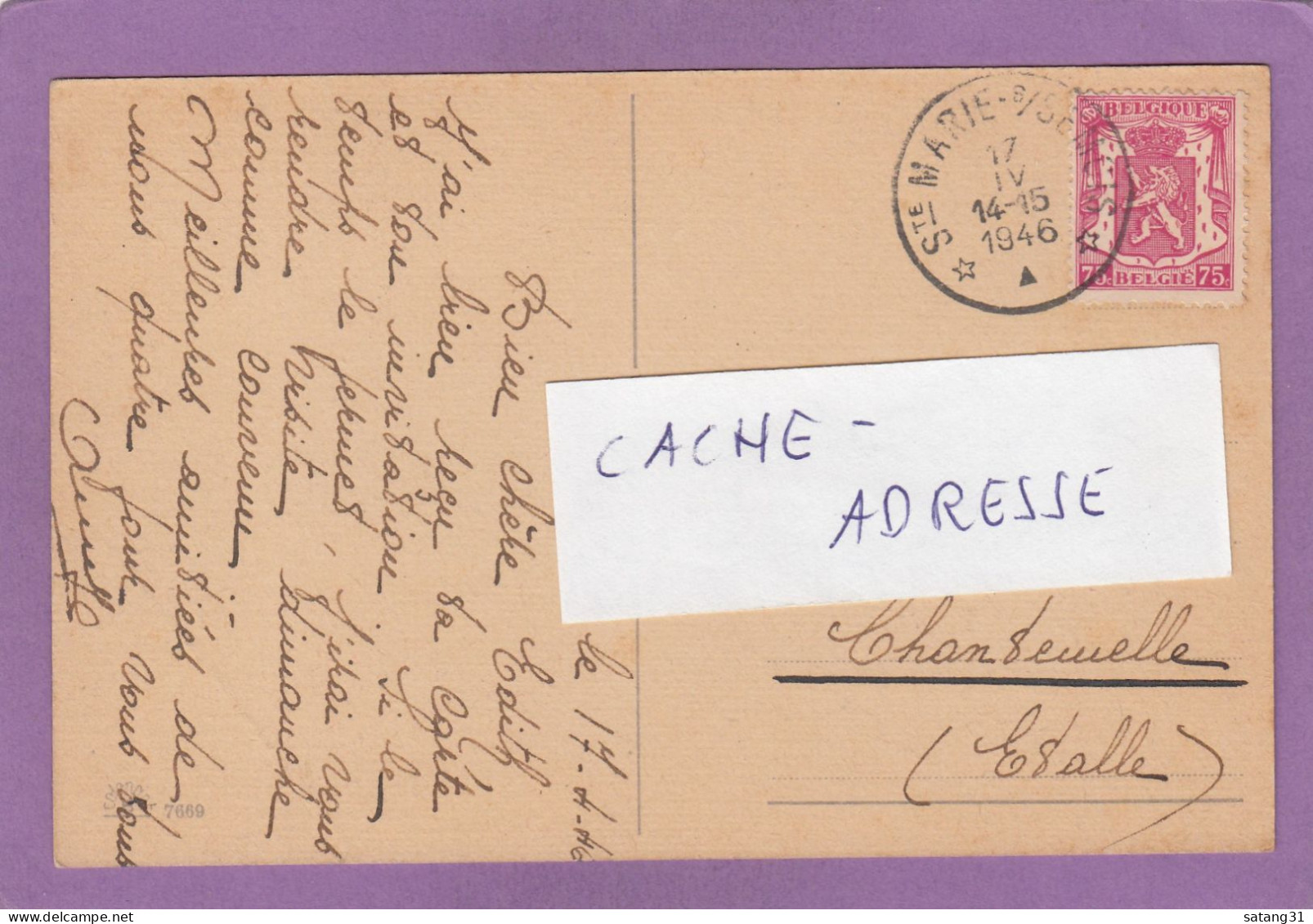 CARTE POSTALE DE SAINTE MARIE SUR BSEMOIS POUR CHANTENELLE,1946. - Cartas & Documentos
