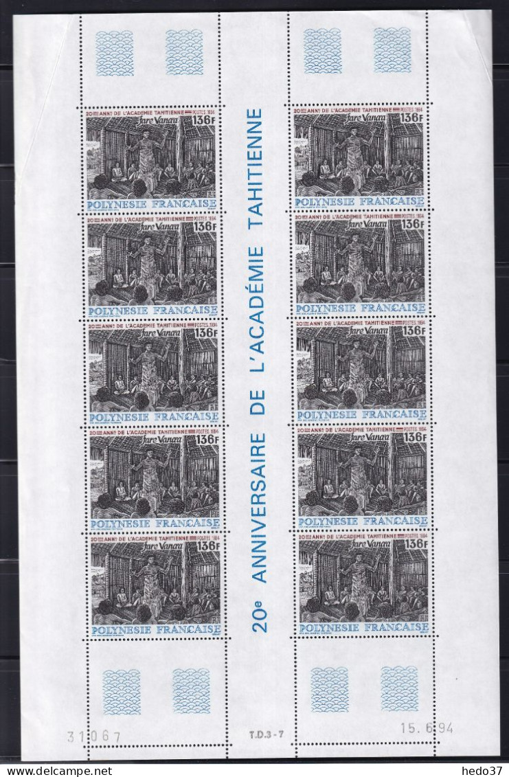 Polynésie N°457 - Feuille - Neufs ** Sans Charnière - Bdf Avec Pli Sinon TB - Unused Stamps