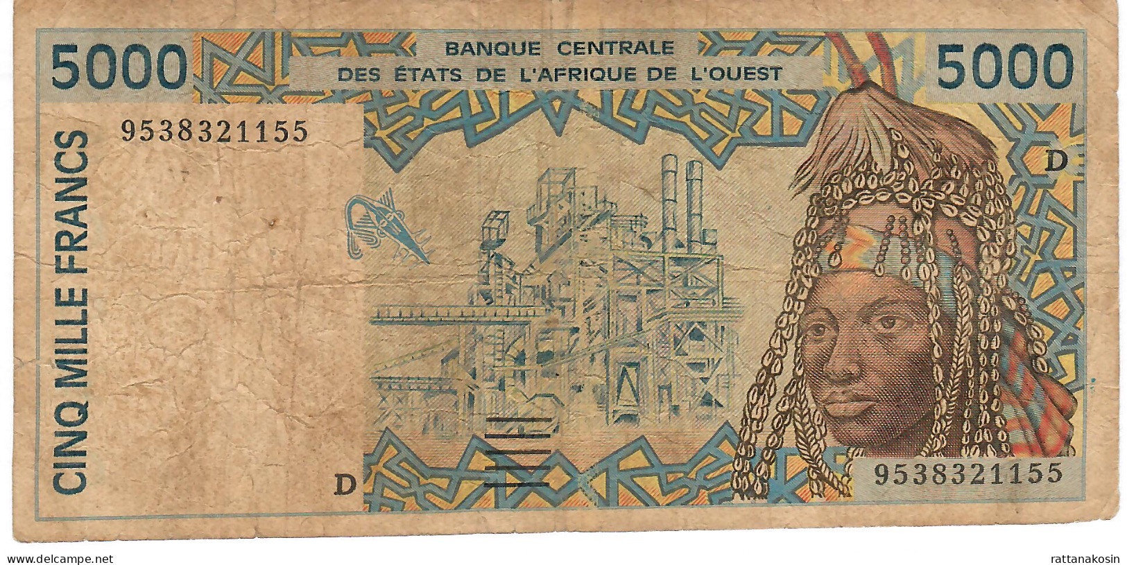 W.A.S. MALI    P413Dc 5000 FRANCS (19)95 1995  Signature 27  FINE - West African States