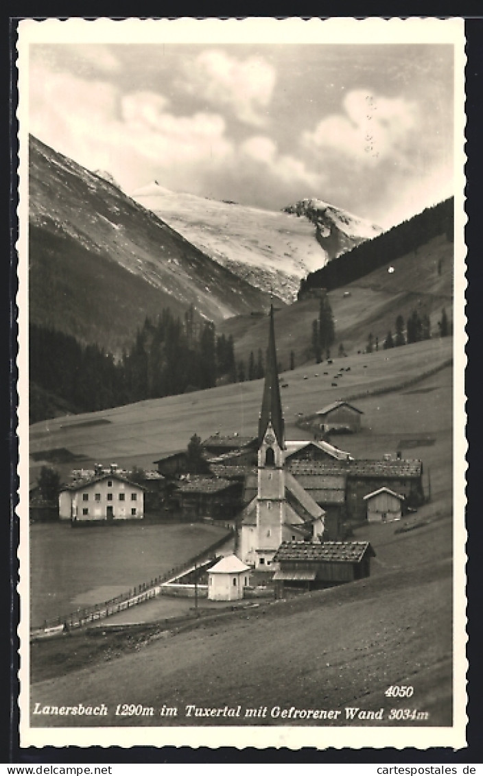 AK Lanersbach, Ortsansicht Mit Kirche Und Gefrorener Wand  - Autres & Non Classés