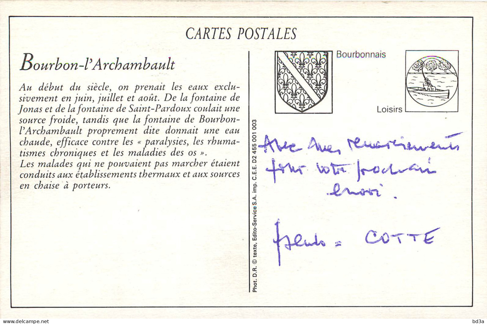 03 - BOURBON L'ARCHAMBAULT - CHAISES A PORTEUR - CARTES D'AUTREFOIS - Bourbon L'Archambault