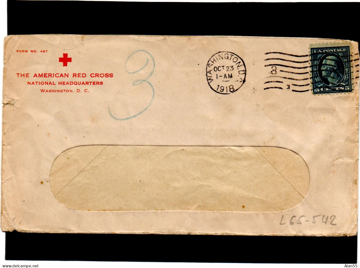 ETATS-UNIS,1918, « THE AMERICAN RED CROSS », WASHINGTON - Storia Postale