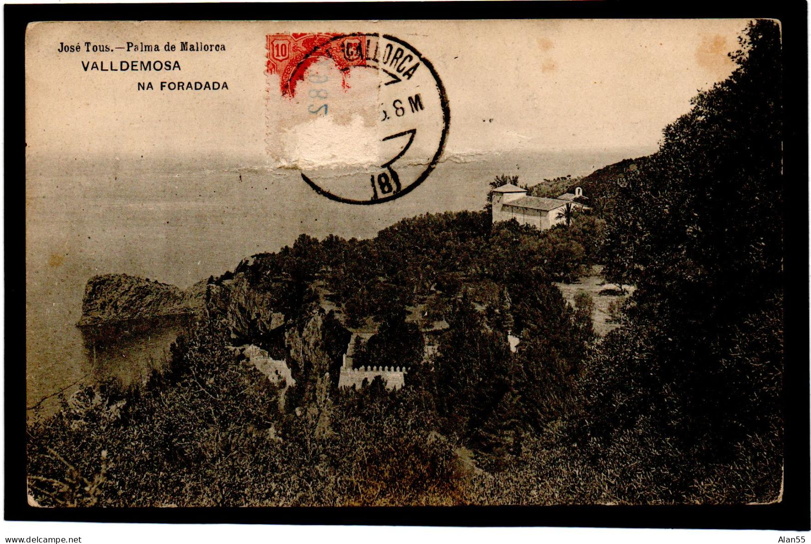 ESPAGNE, 1915,MALLORCA ,CENSURE(TIMBRE ARRACHER)  VIA FRANCE ,CENSURE 307 - Storia Postale