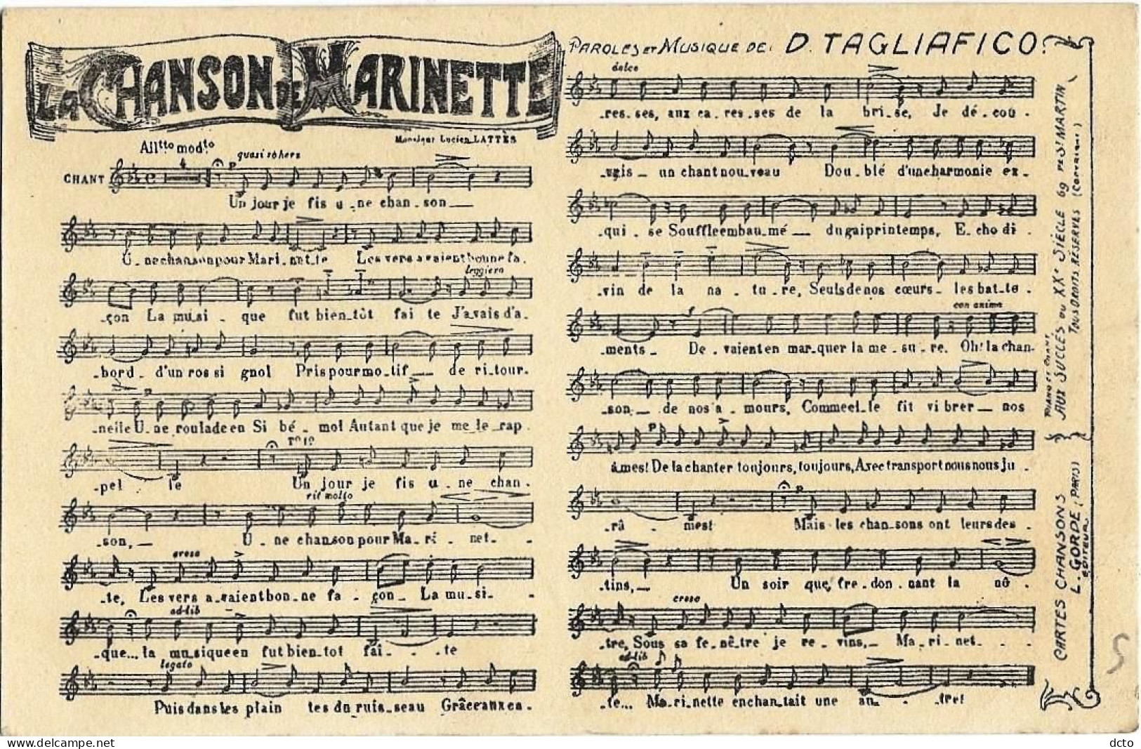 9 Cpa Partitions Chansons Aigles Noirs, Allobroges, Marche Lorraine,, Les Veines, Marinette, Fiançailles, Corneville... - Muziek