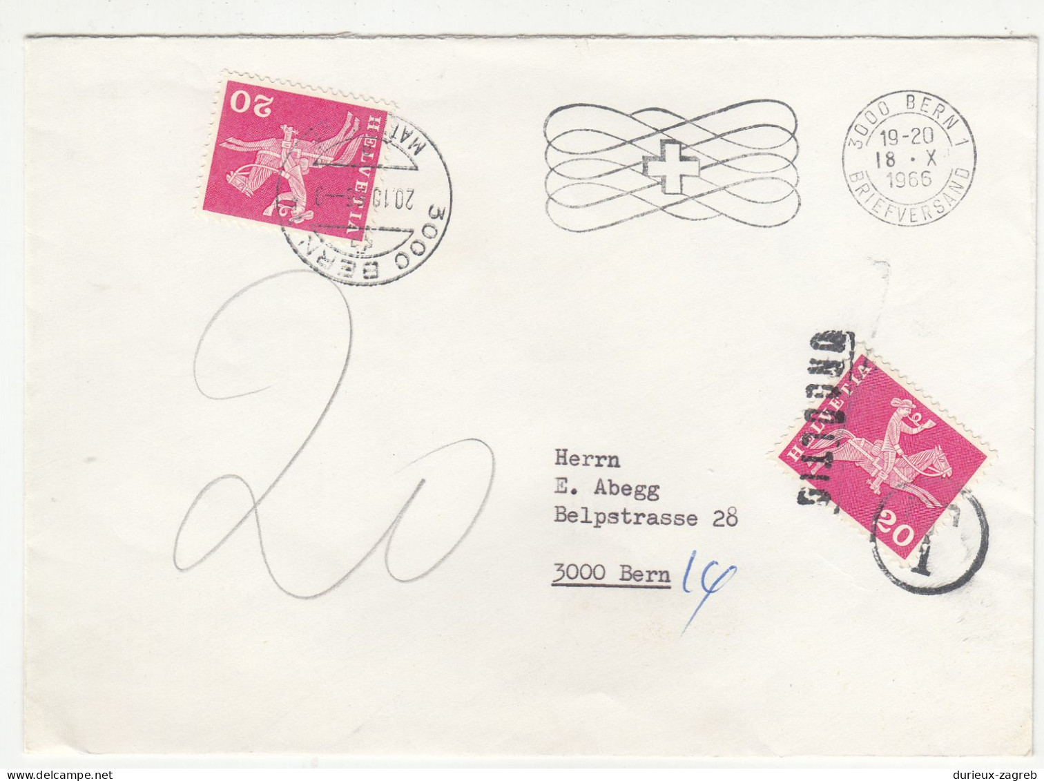 Switzerland Letter Cover Posted 1966 - Taxed Postage Due Switzerland Ordinary Stamp B240510 - Strafportzegels