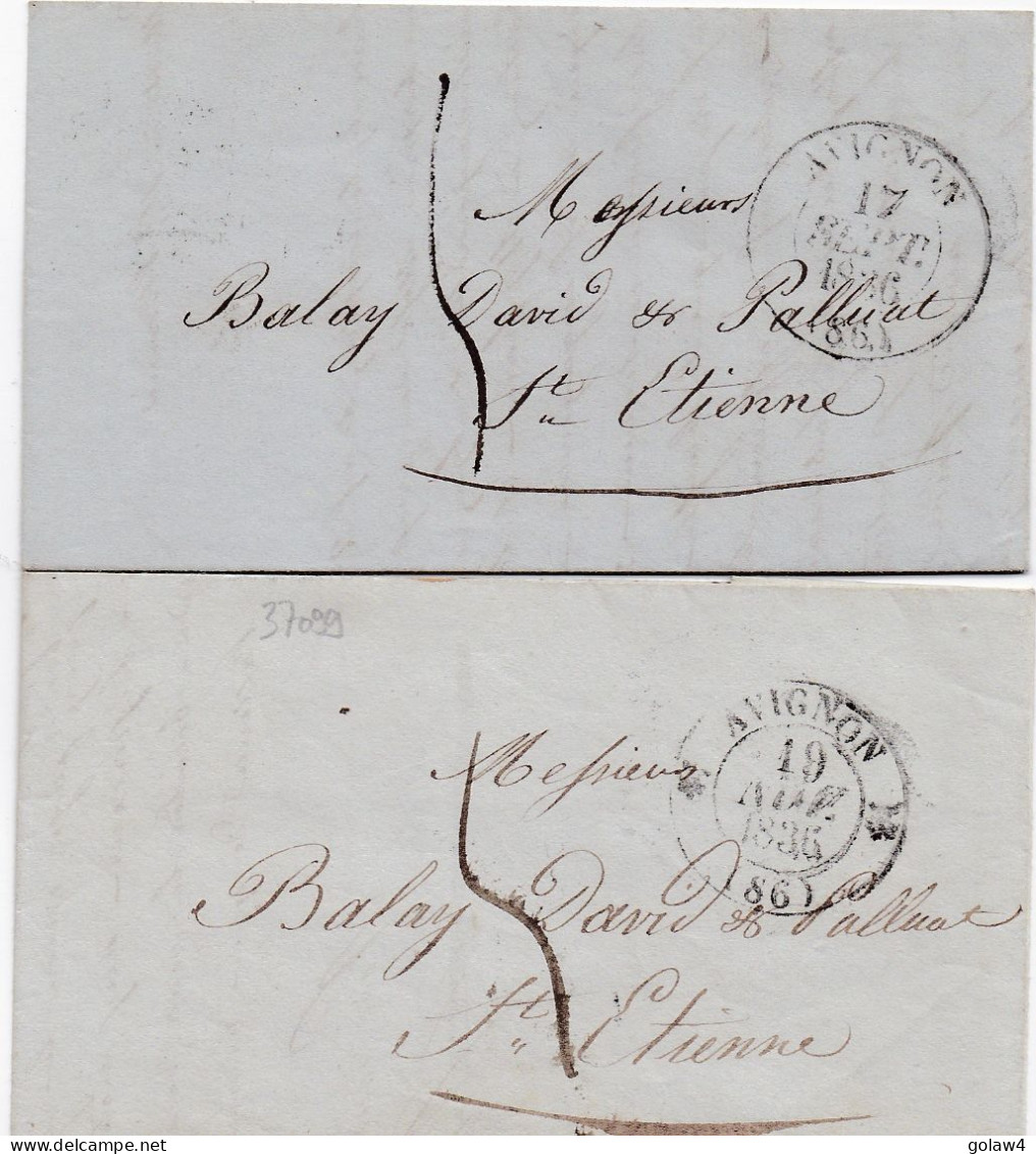 37099# LOT 2 LETTRES Obl AVIGNON 17 SEPTEMBRE 1836 T13 + AVIGNON 19 NOVEMBRE 1836 T12 VAUCLUSE - 1801-1848: Précurseurs XIX