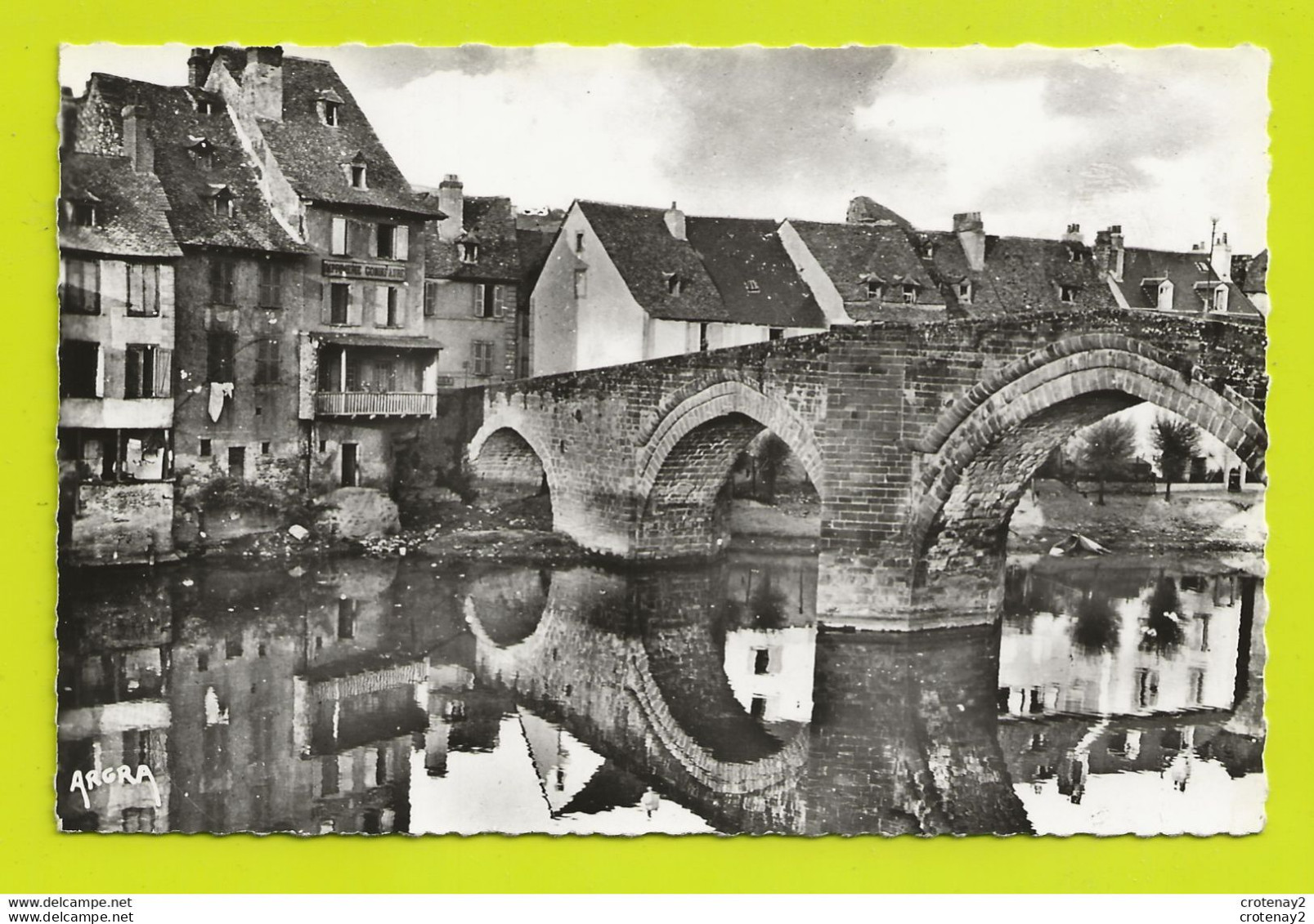 12 ESPALION N°140 Pont Gothique Du XIIIème Sur Bâtiment Imprimerie ? VOIR DOS - Espalion