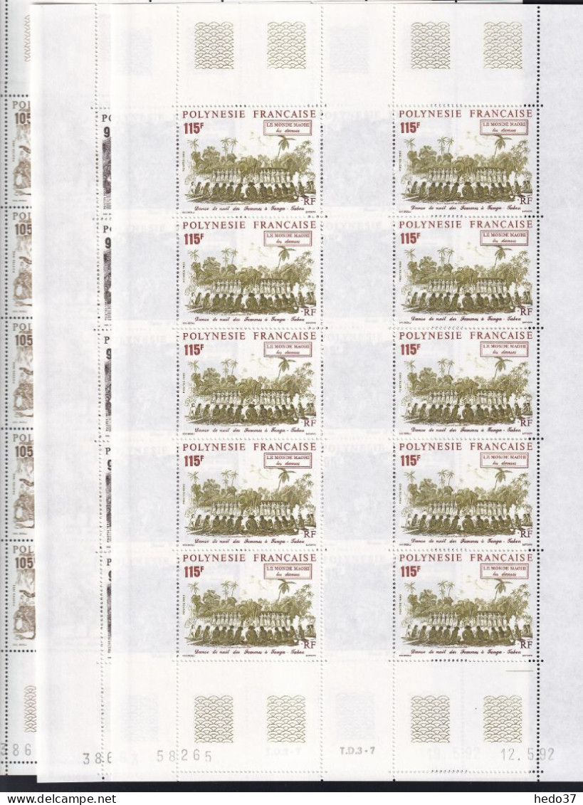 Polynésie N°410/412 - Feuille De 5 Triptyques - Neufs ** Sans Charnière - TB - Unused Stamps