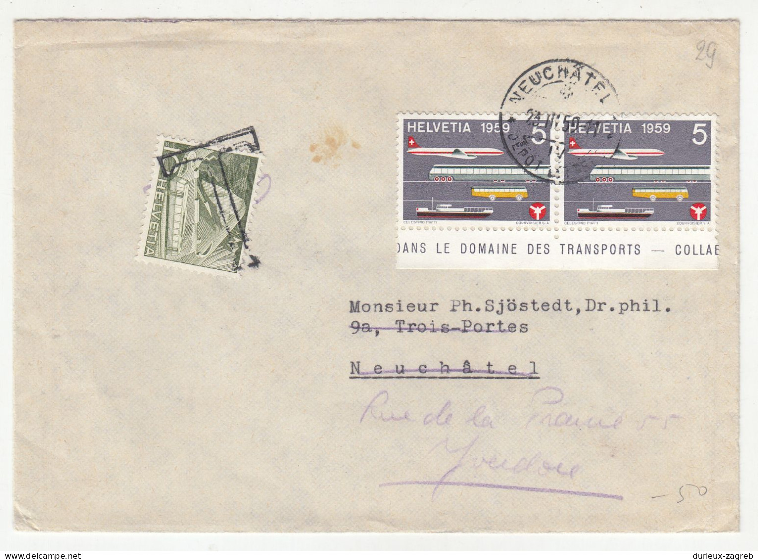 Switzerland Letter Cover Posted 1959 - Taxed Postage Due Switzerland Ordinary Stamp B240510 - Segnatasse