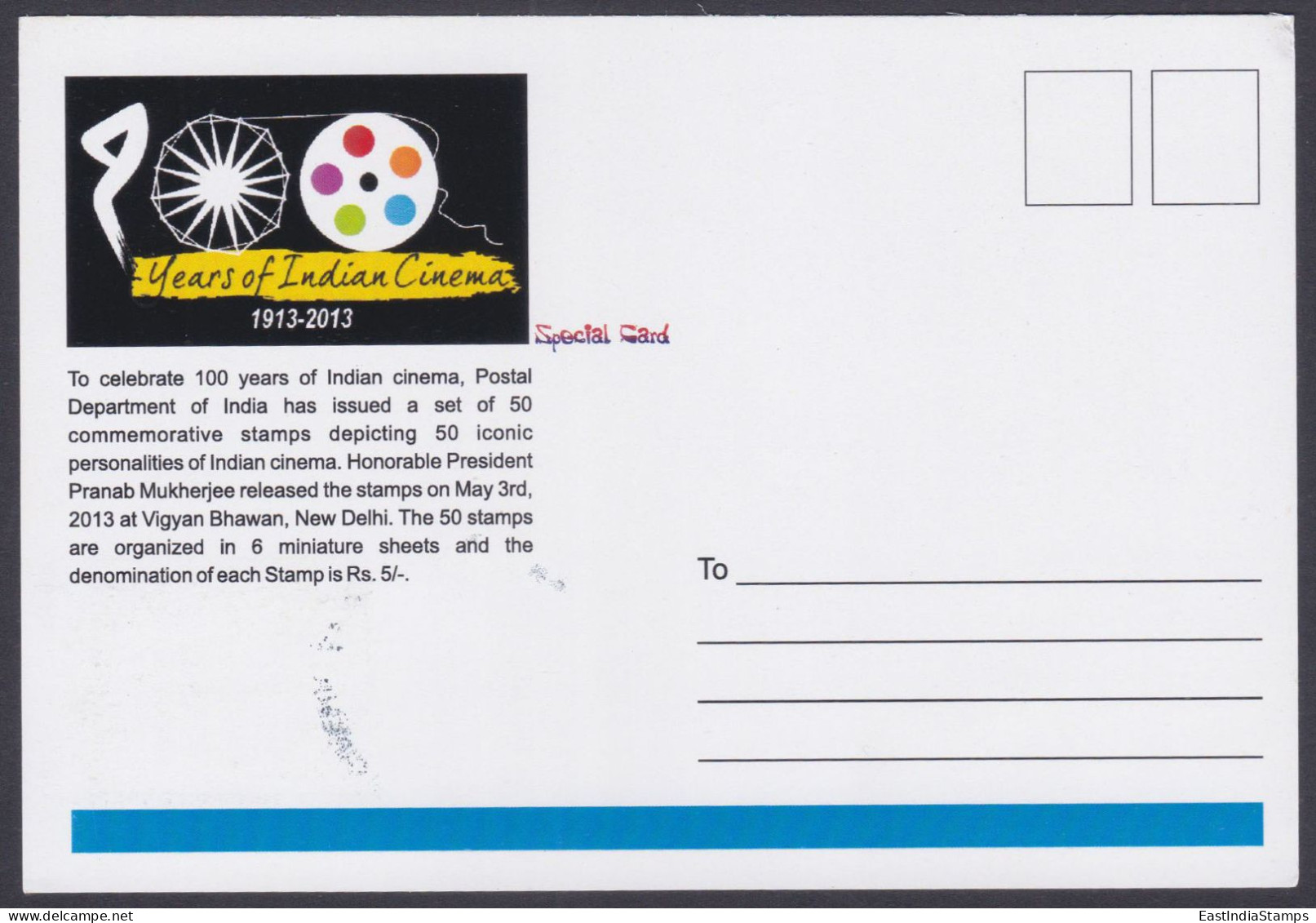 Inde India 2013 Maximum Max Card Tapan Sinha, Director, Bollywood Indian Hindi Cinema, Film - Storia Postale