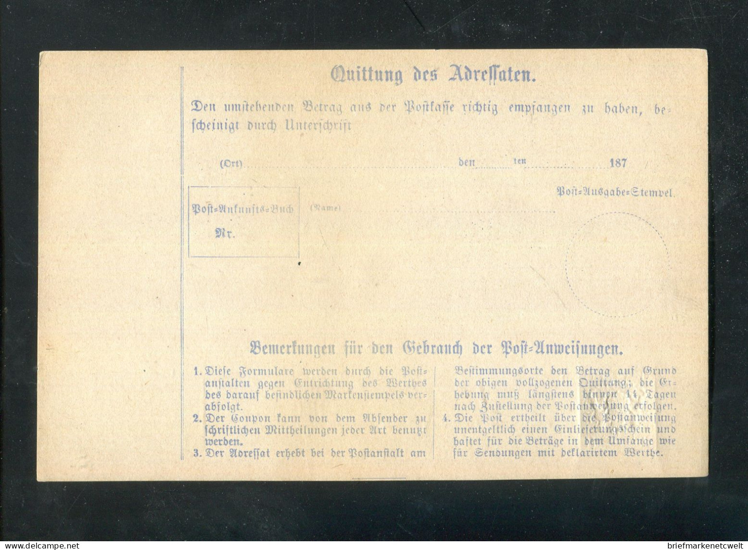 "BAYERN" Post-Anweisung "12 Kreuzer" ** (B2008) - Postal  Stationery