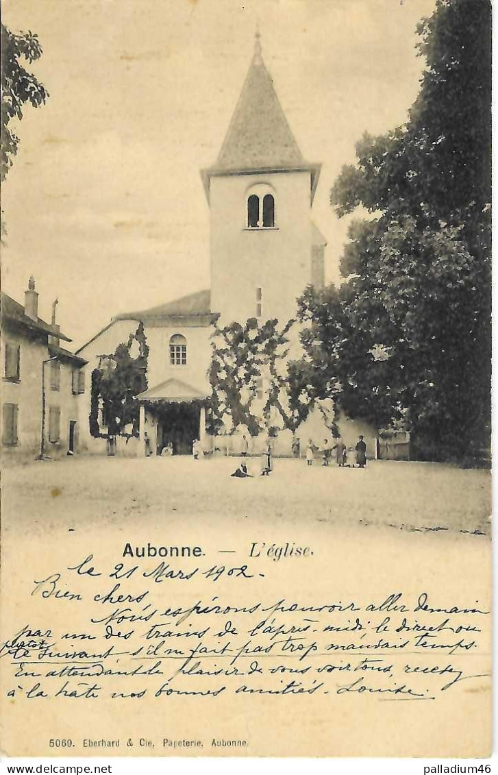 VD - AUBONNE L'Eglise - Tampon LINEAIRE - 22.03.1902 - ANIMEE - Eberhard Papeterie Aubonne, No 5069 - Aubonne