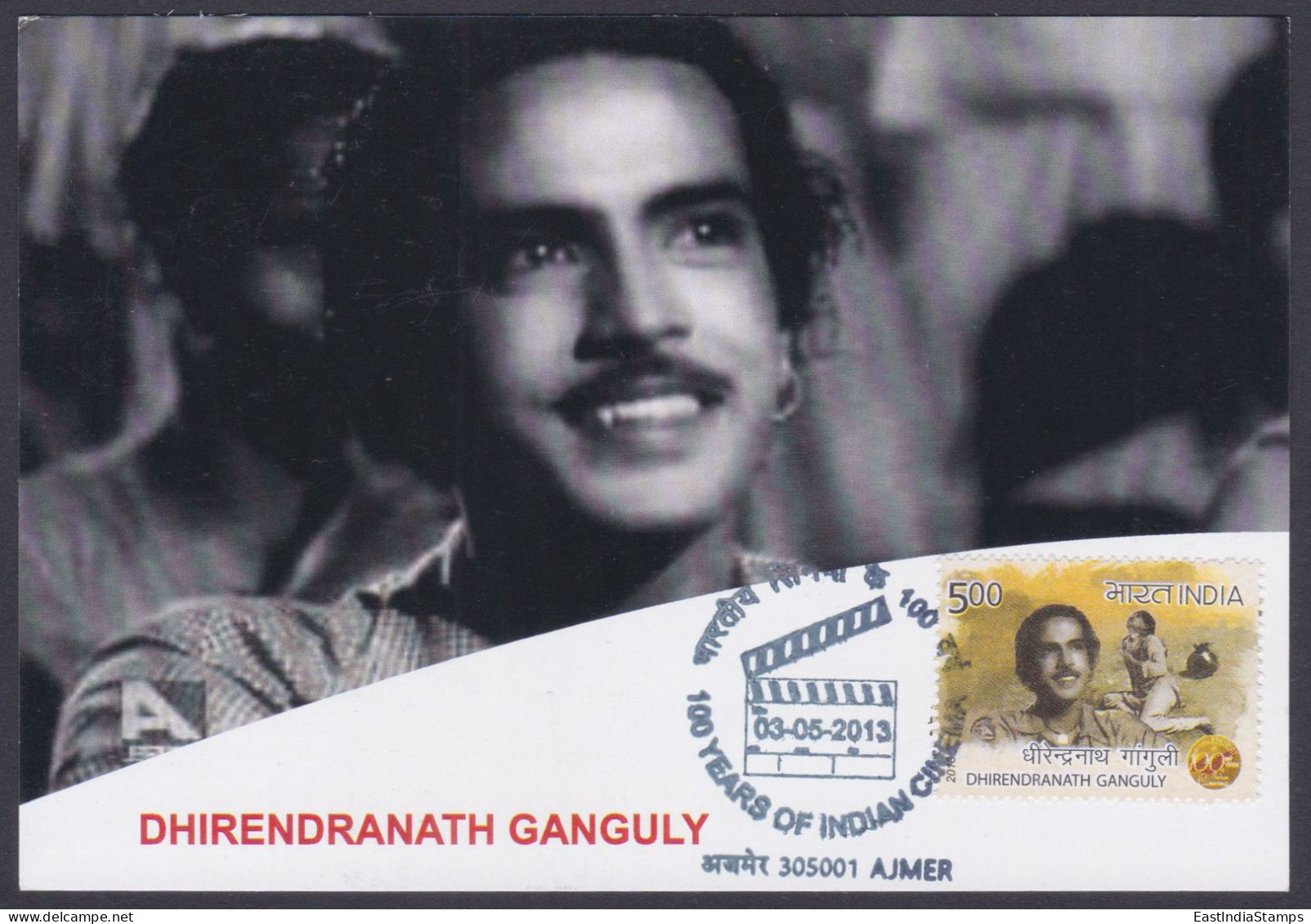Inde India 2013 Maximum Max Card Dhirendranath Ganguly, Director, Actor, Bengali, Bollywood Indian Hindi Cinema, Film - Covers & Documents