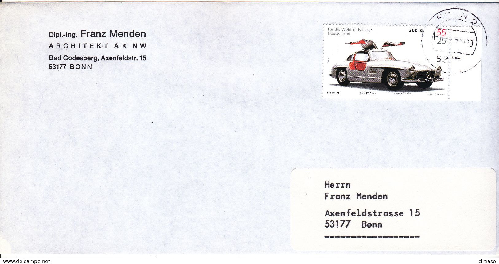 AUTO CAR CARS 300N SL COVER GERMANY - Storia Postale