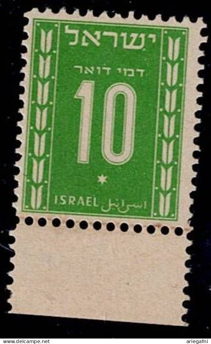 ISRAEL 1949 POSTAGE DUE II 10 Mil WITH TABS MNH VF!! - Postage Due