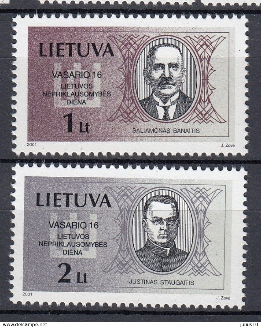 LITHUANIA 2001 Famous People MNH(**) Mi 751-752 #Lt1062 - Litauen