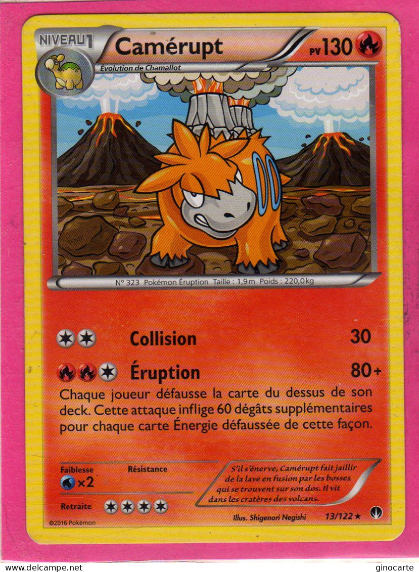 Carte Pokemon Francaise 2016 Xy Rupture Turbo 13/122 Camerupt 130pv Usagé - XY