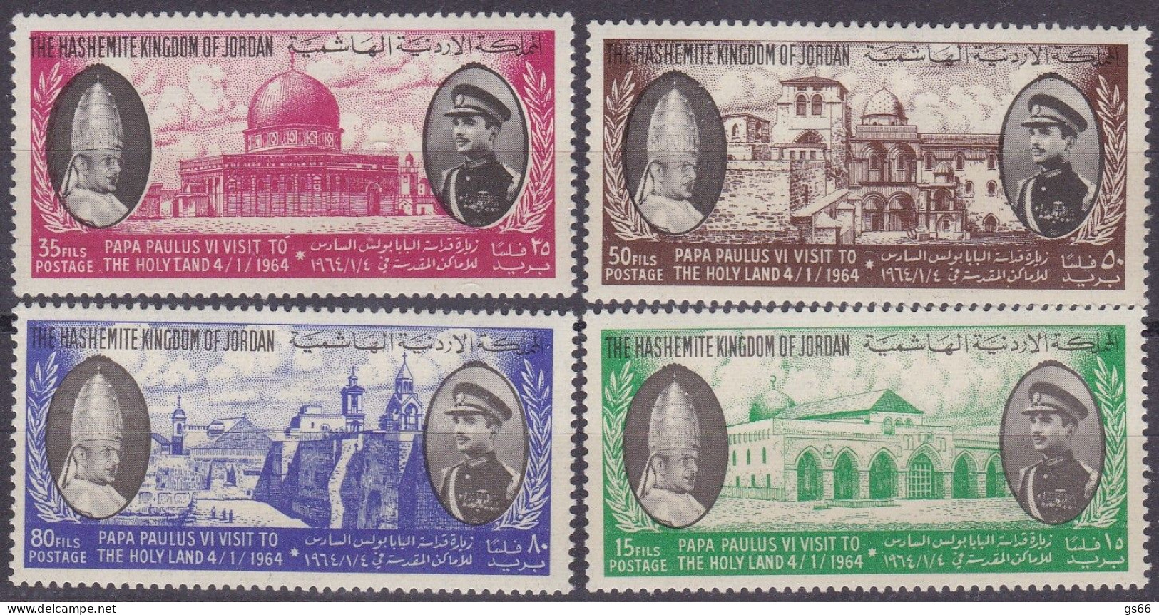 Jordanien, 1964, 420/23, MNH **, Pilgerfahrt Papst Pauls VI. Ins Heilige Land. - Jordanien