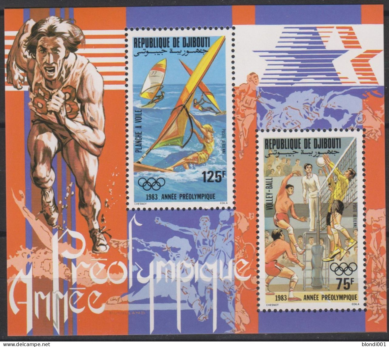 Olympics 1984 - Volleyball - DJIBOUTI - S/S Perf. De Luxe MNH - Zomer 1984: Los Angeles