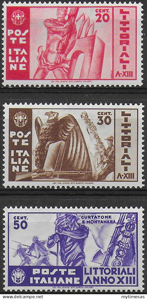 1935 Italia Littoriali Cultura E Arte 3v. MNH Sassone N. 377/79 - Autres & Non Classés