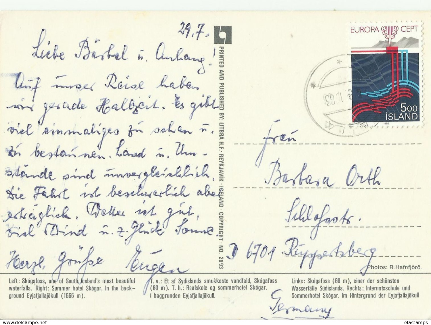 ISLAND AK 1983 EUROPA - Briefe U. Dokumente