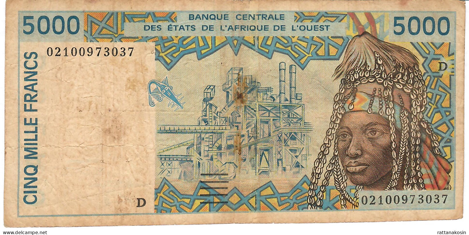 W.A.S. MALI    P413Dk 5000 FRANCS (20)02 2002  Signature 31  FINE/Better - West African States