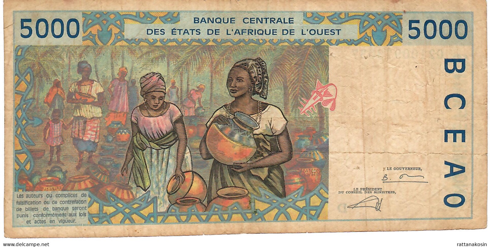 W.A.S. MALI    P413Dk 5000 FRANCS (20)02 2002  Signature 31  FINE/Better - West African States