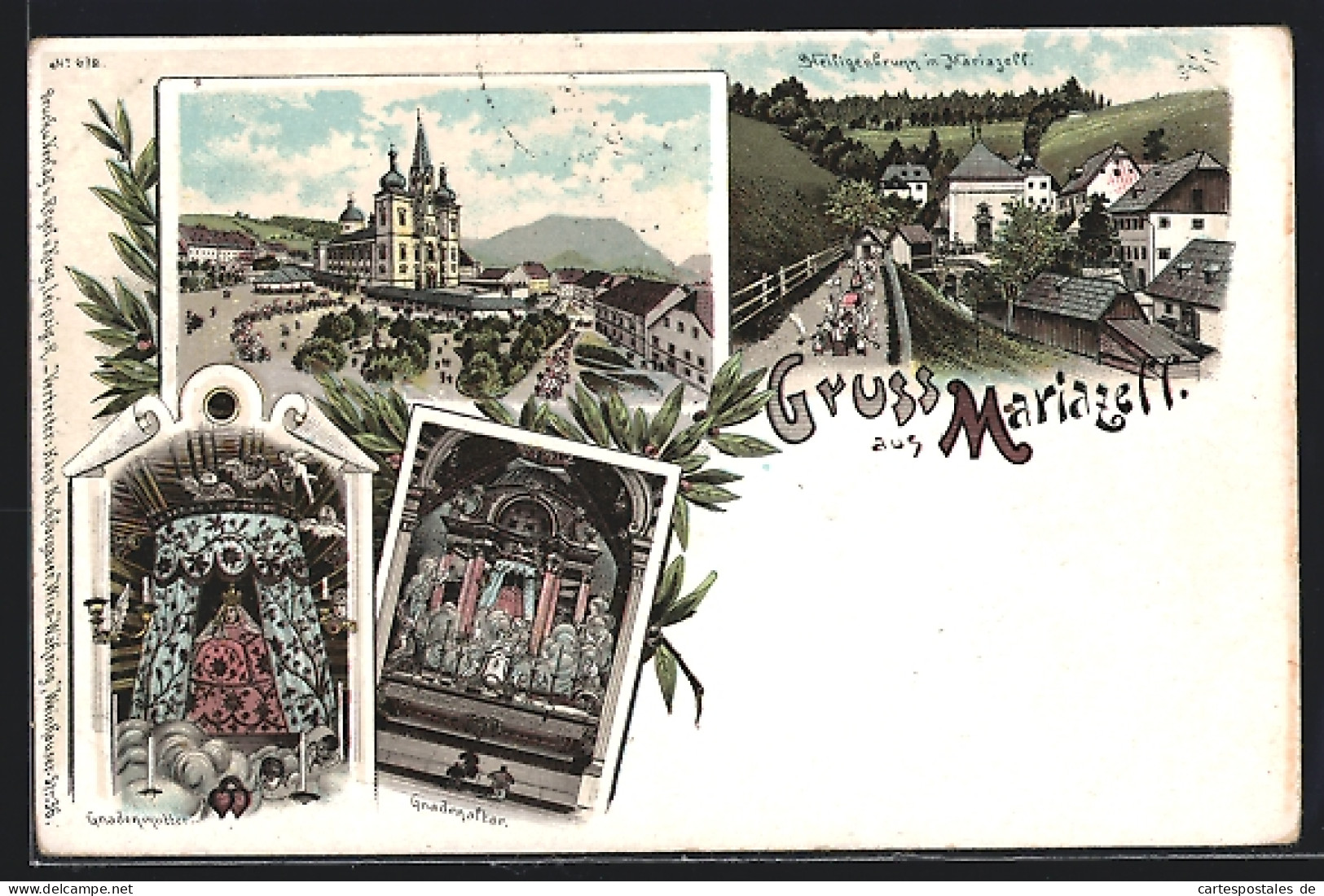 Lithographie Mariazell, Wallfahrtskirche, Gnadenaltar, Heiligenbrunn  - Other & Unclassified