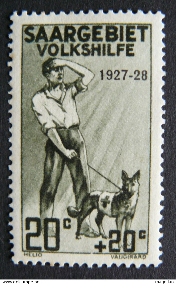 Allemagne - Saargebiet Mi. 122 - Sarre Yv. 121 Neuf * - Chien Berger Allemand - Secours - Croix-Rouge - Ungebraucht