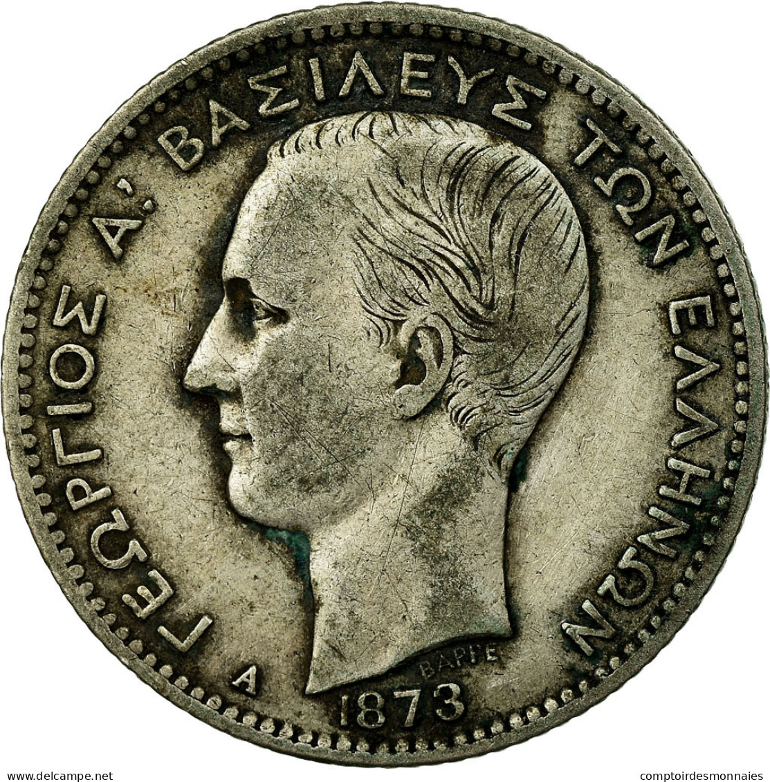 Monnaie, Grèce, George I, Drachma, 1873, Paris, TB+, Argent, KM:38 - Griekenland