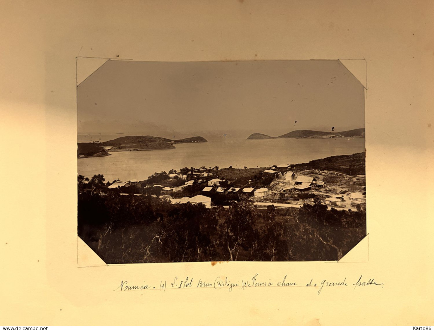 Nouvelle Calédonie * RARE Grande Photo Fin 19ème * Nouméa , Ilot Brun , Fours à Chaux , Grande Passe * 17x12cm - Nouvelle Calédonie