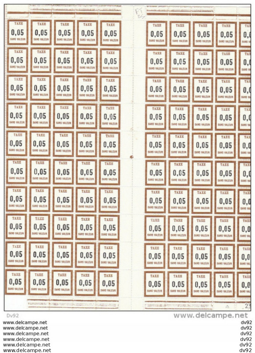 FRANCE TIMBRES FICTIFS FEUILLE COMPLETE TAXE N° FT 25 - Phantomausgaben