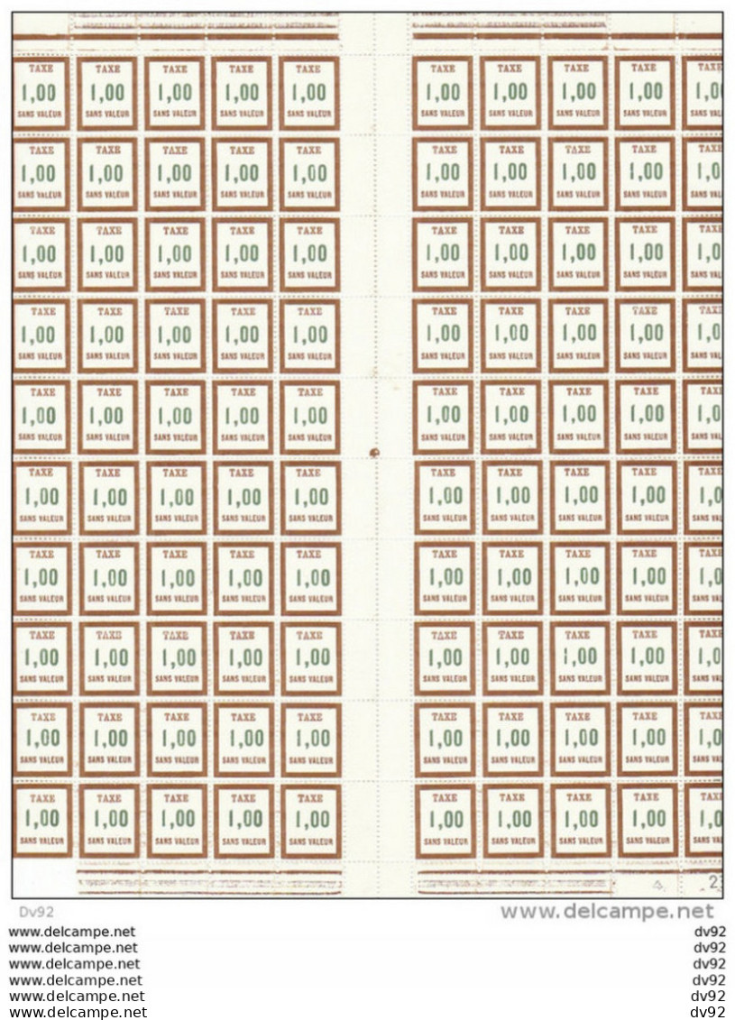 FRANCE TIMBRES FICTIFS FEUILLE COMPLETE TAXE N° FT 28 - Fictifs
