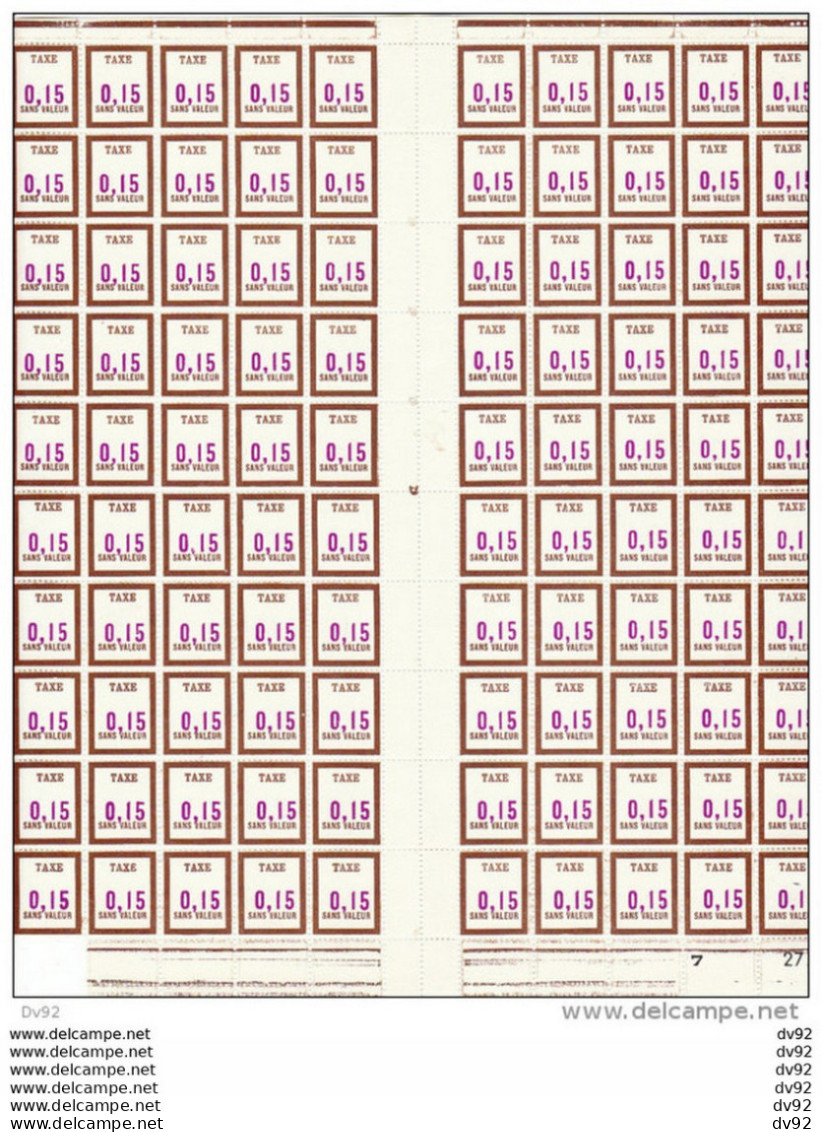 FRANCE TIMBRES FICTIFS FEUILLE COMPLETE TAXE N° FT 22 - Phantomausgaben