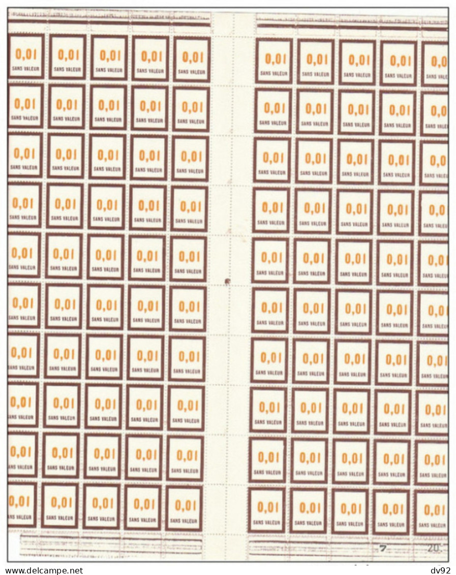 FRANCE TIMBRES FICTIFS FEUILLE COMPLETE TIMBRES USAGE COURANT N° F 189 - Finti