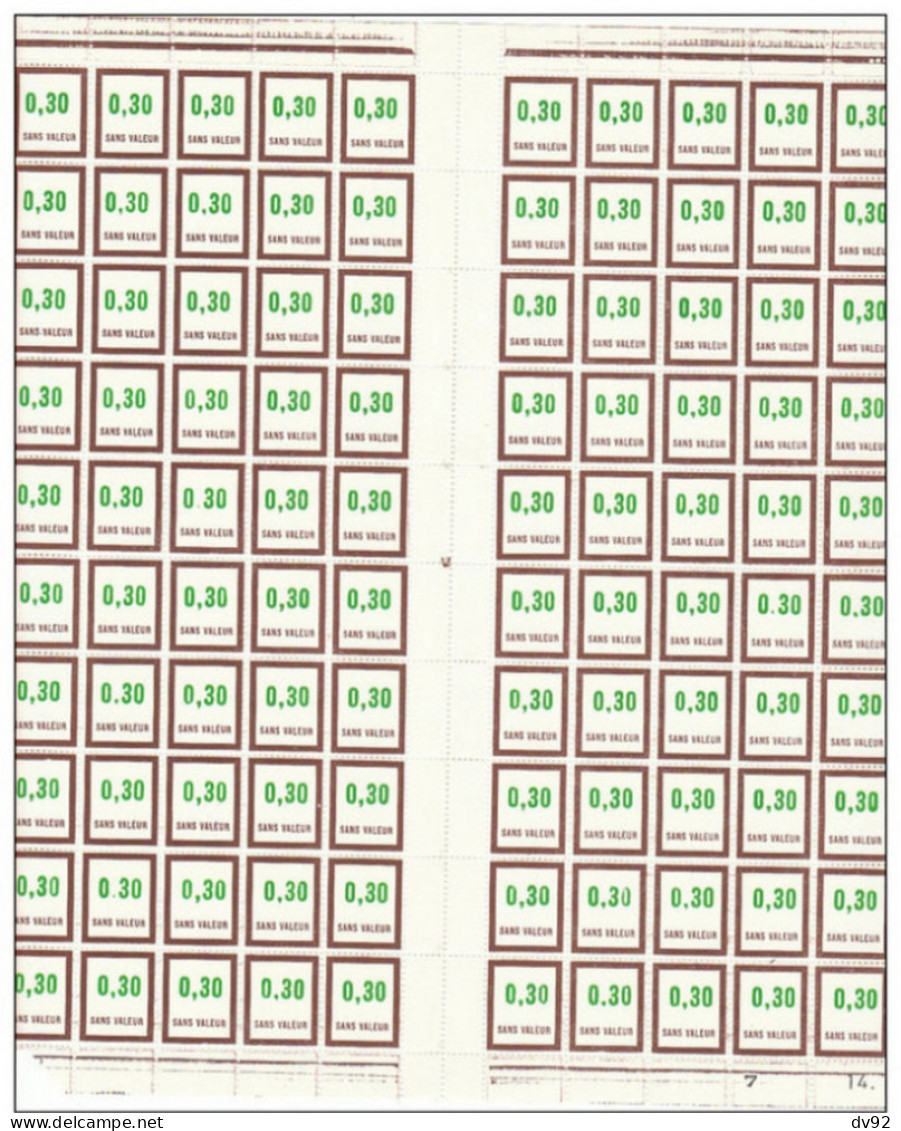 FRANCE TIMBRES FICTIFS FEUILLE COMPLETE TIMBRES USAGE COURANT N° F 193 - Fictie