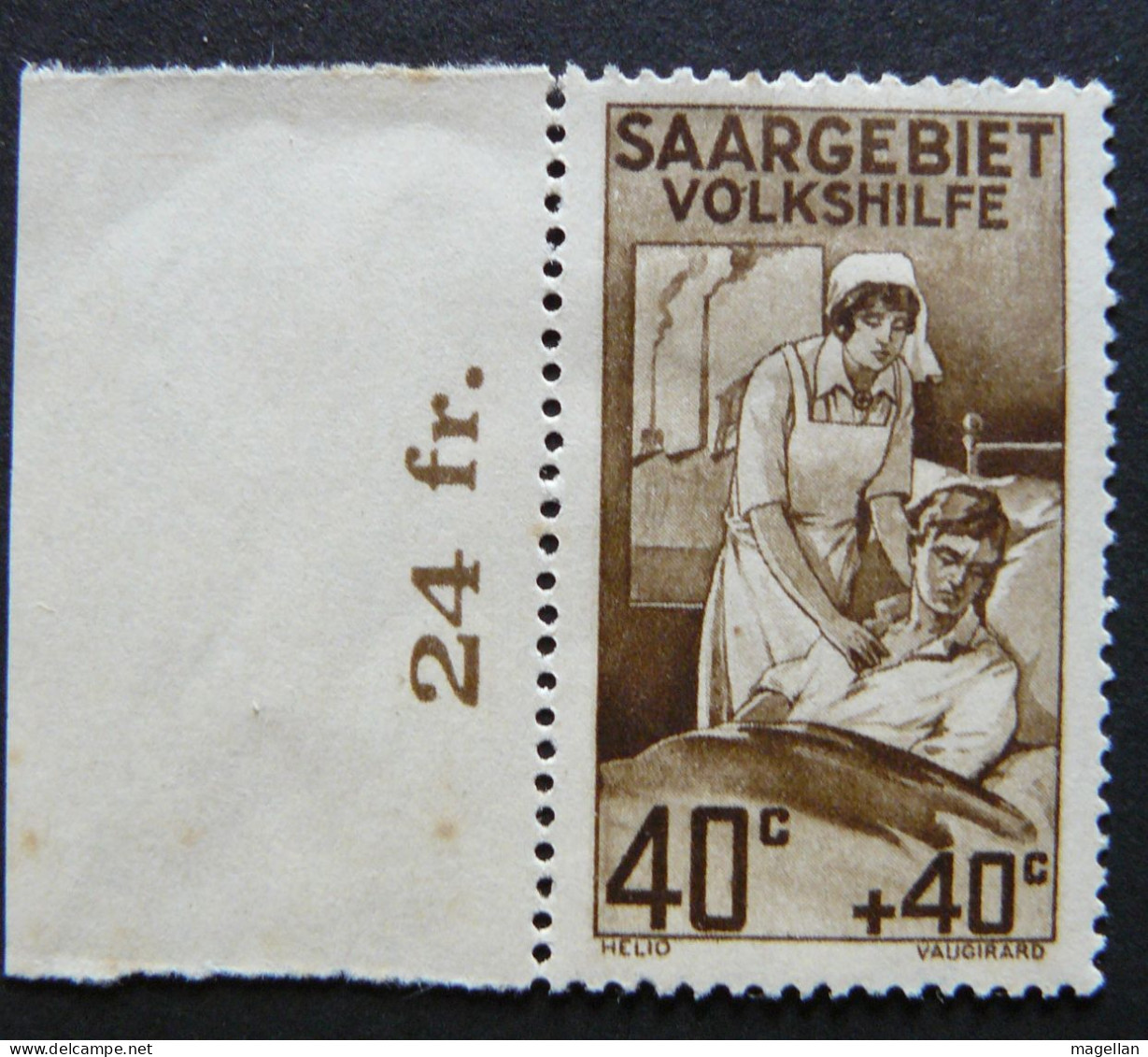 Allemagne - Saargebiet Mi. 105 - Sarre Yv. 104 Neuf * - Infirmière - Unused Stamps