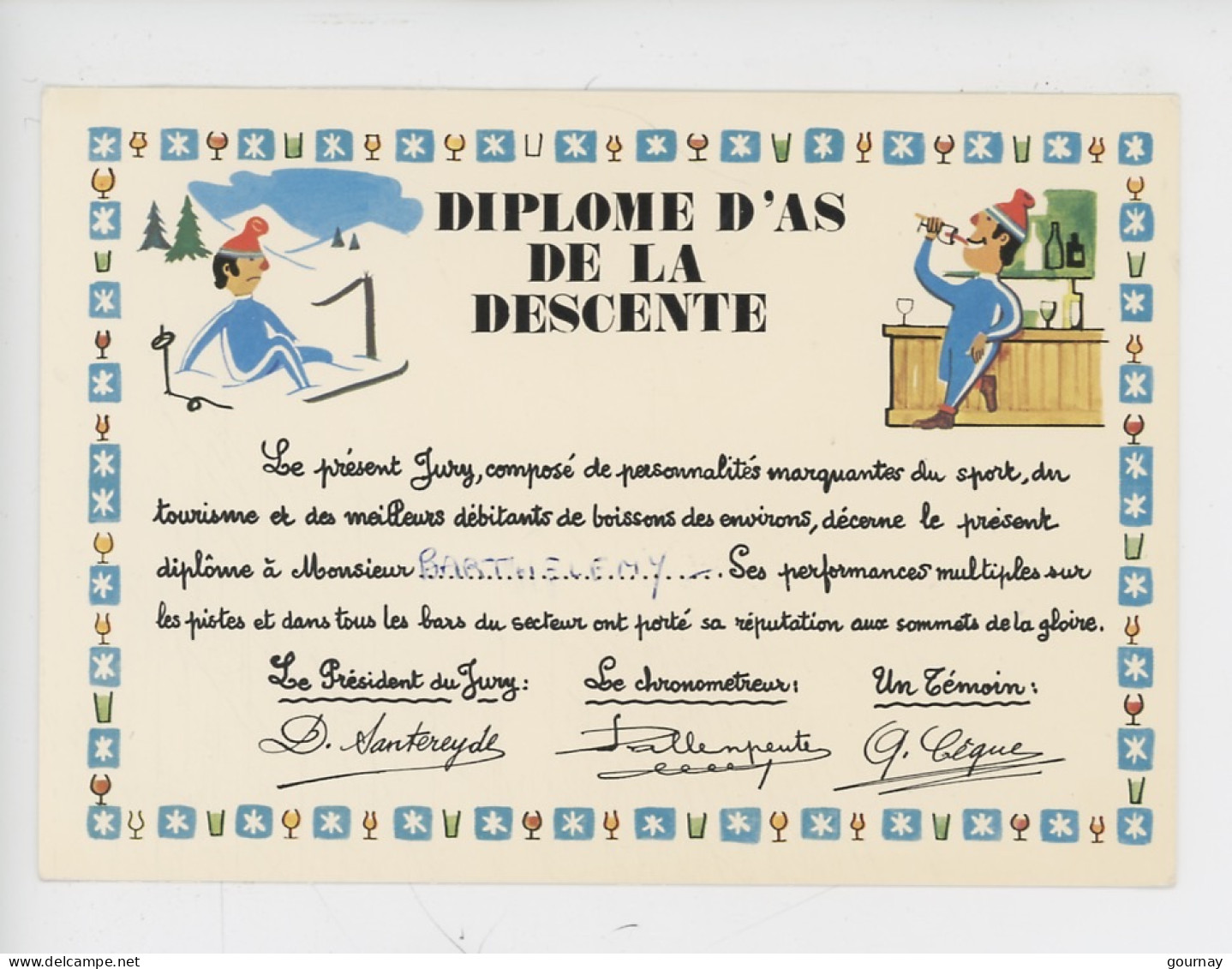 La-haut Sur La Montagne - Allouin Illustrateur N°019 Combier "diplome D'as De La Descente" Sports D'hiver - Humor