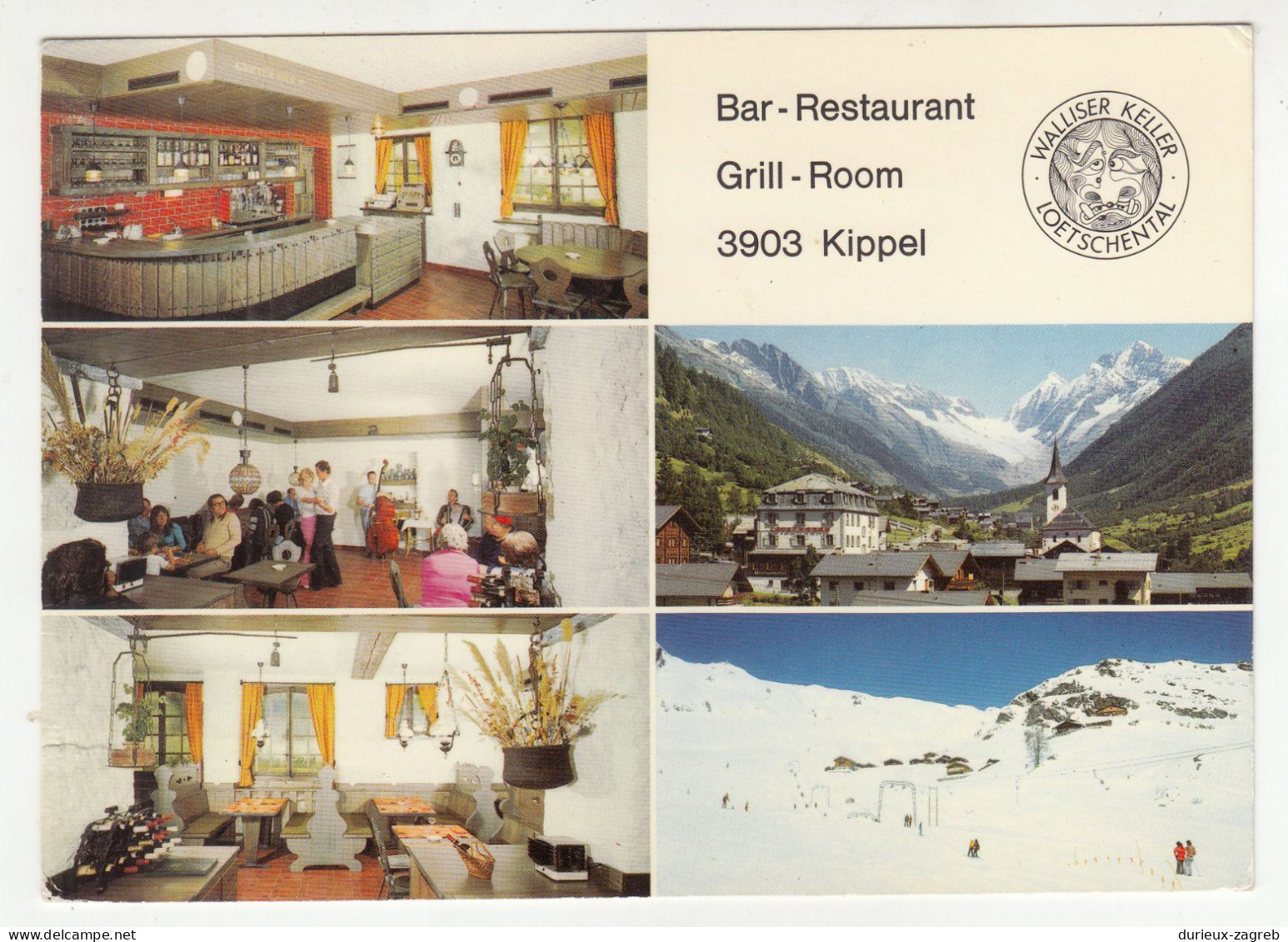 Switzerland Hotel Lötschberg "Walliser-Keller" Postcard Posted 1975 - Taxed Postage Due B240510 - Strafportzegels