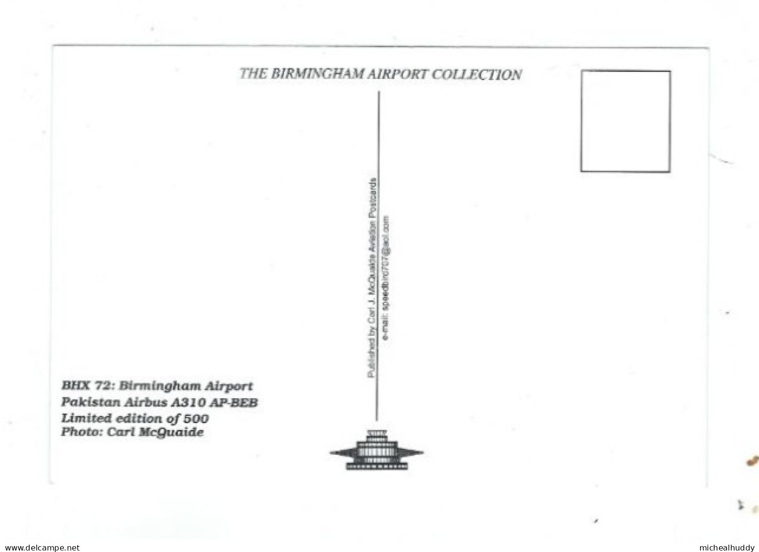 POSTCARD   PUBL BY  BY C MCQUAIDE IN HIS AIRPORT SERIES  BIRMINGHAM INTERNATIONAL  CARD NO BHX 72 - Aerodromi