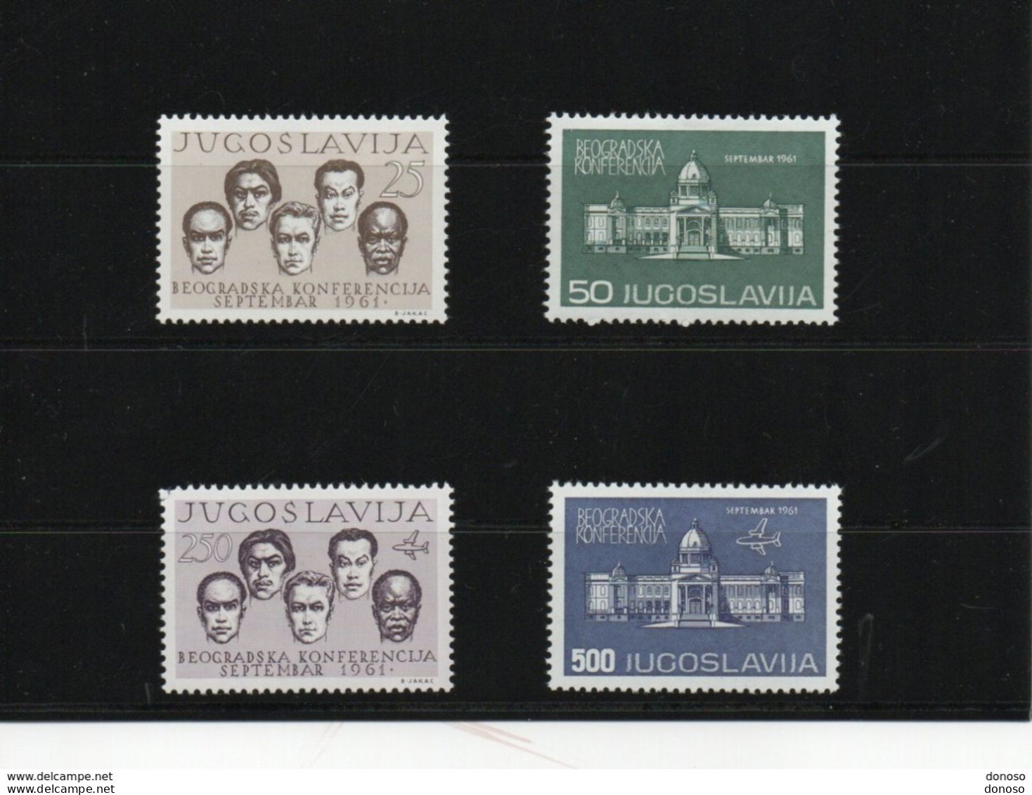 YOUGOSLAVIE 1961 CONFERENCE DE BELGRADE Yvert  876-877 + PA 52-53 NEUF** MNH Cote 5 Euros - Ungebraucht