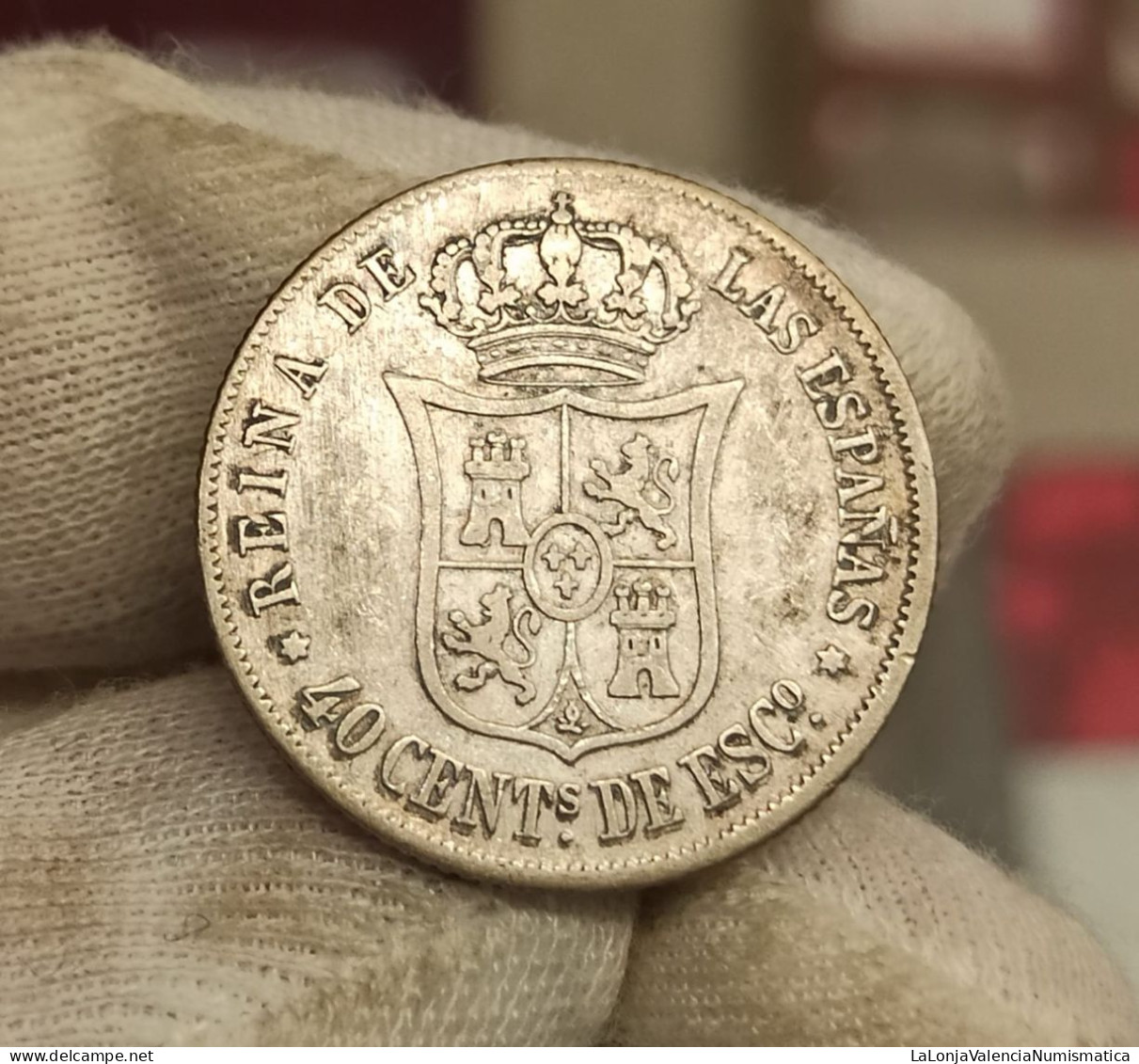 España Spain Isabel II - 40 Céntimos De Escudo 1865 Madrid Km 628.2 Plata - Andere & Zonder Classificatie