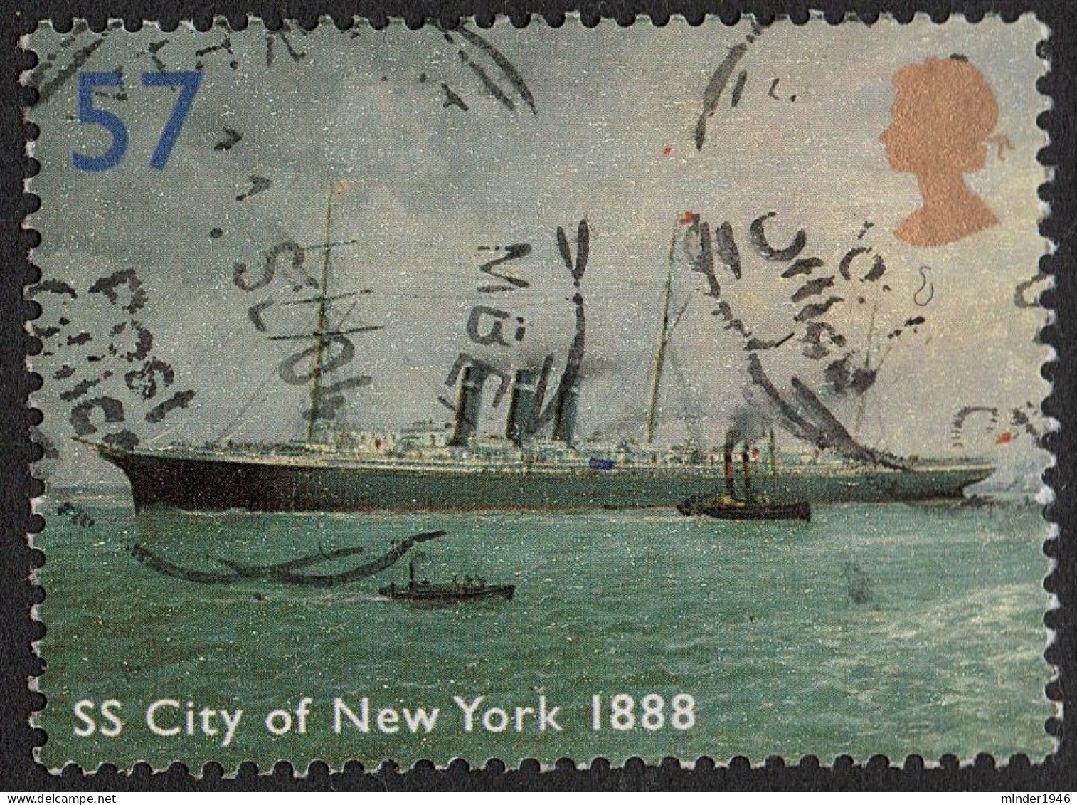 GREAT BRITAIN 2004 QEII 57p Multicoloured, Ocean Liners-S City Of New York 1888 SG2453 FU - Gebraucht