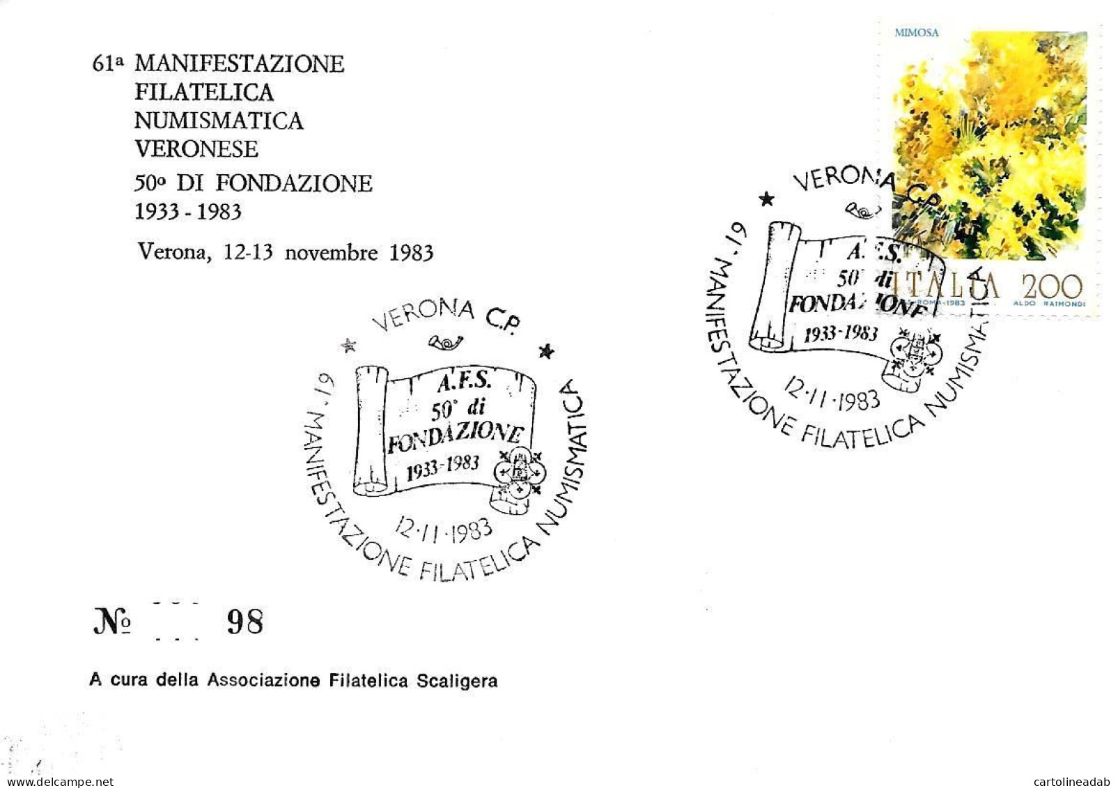 [MD9730] CPM - VERONA - 61° MANIFESTAZIONE FILATELICA NUMISMATICA - CON ANNULLO 1983 NUMERATA - PERFETTA - Non Viaggiata - Verona