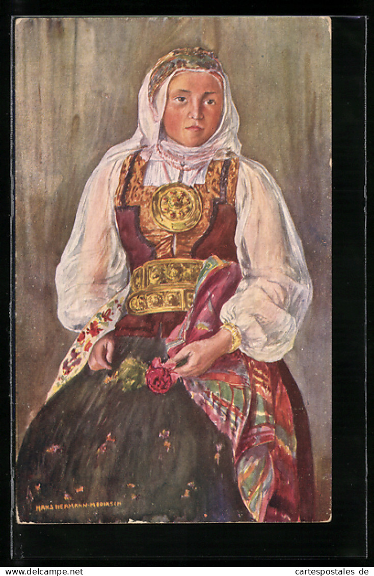 AK Frau In Siebenbürger Volkstracht Mit Rose  - Costumes
