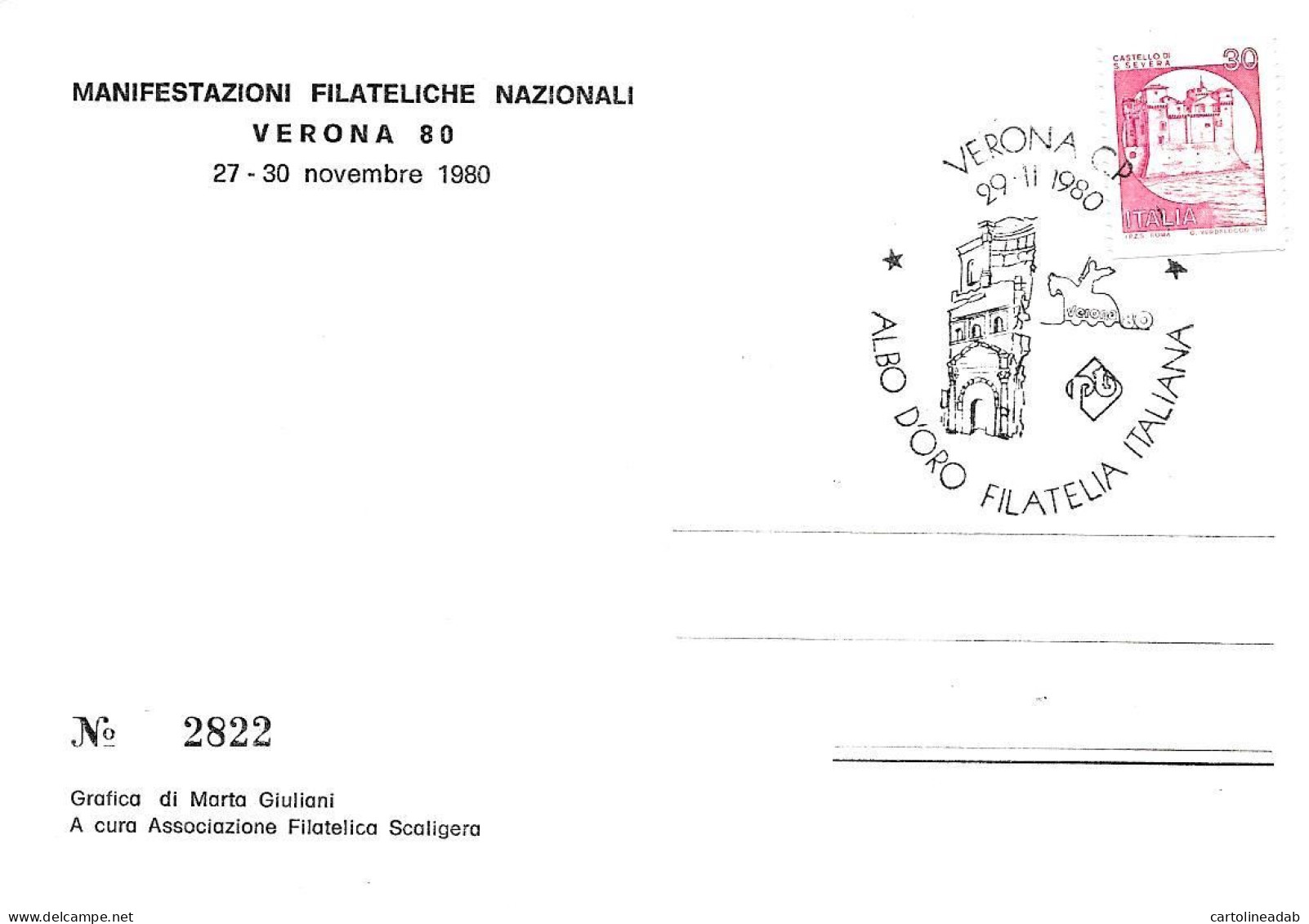 [MD9731] CPM - VERONA - MANIFESTAZIONI FILATELICHE NAZIONALE - CON ANNULLO 1980 - PERFETTA - Non Viaggiata - Verona