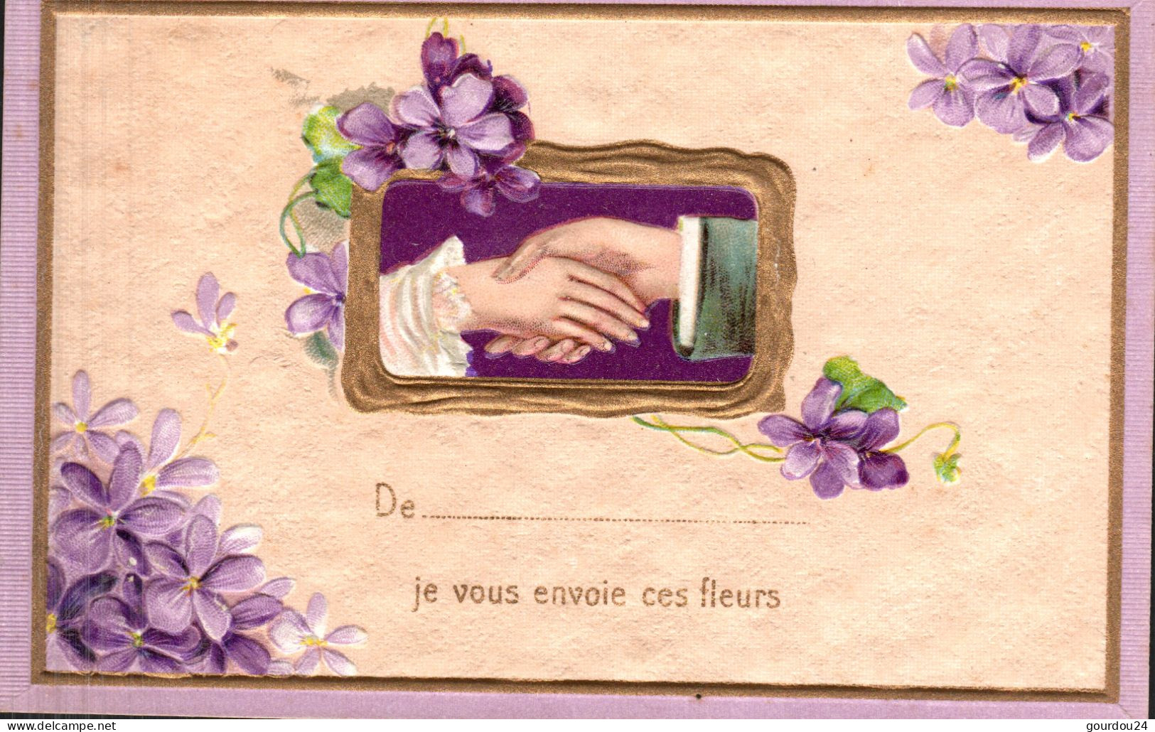 De ......je Vous Envoie Ces Fleurs (violettes En Relief) - Fleurs